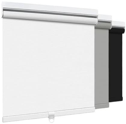 Aluminium Cordless Roller Shades Blackout Blinds for Windows Room Darkening Rolled Up Shades with Spring System, UV Protection Window Shades Door Blinds for Home and Office (White,45cm W x 165cm H)