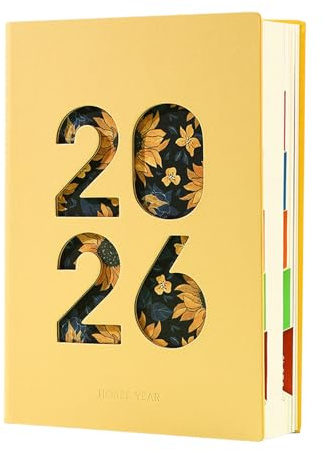 RGYBAO Tagesplaner 2026, 400 Seiten, datiert, Softcover, Leder, akademischer Planer mit buntem Monatsplaner für Büro, Schule