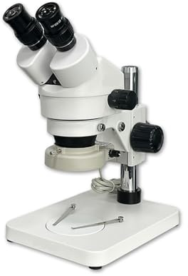 microscopio Digital Microscopio Binocular estéreo con Zoom, microscopio Profesional con Soporte de Columna y luz anular LED de 56 Bombillas, for Laboratorio. portatil