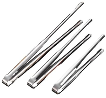 Pinze per Camino 1Pc Stainless Steel Grill Tongs Cooking Utensils For BBQ Baking Silver Per il campeggio(1pc silver A)