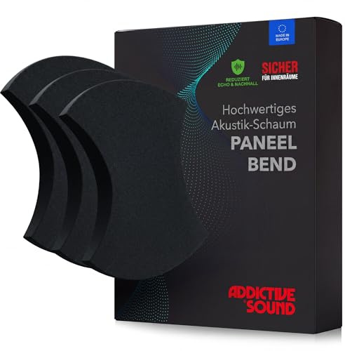 Addictive Sound Bend Akustikpaneele 3er-Set – Schallabsorber Wand, Reduziert Echo & Nachhall, Akustikschaumstoff Made in EU, Selbstklebend, Hypoallergen – 36 Monate Garantie – Black