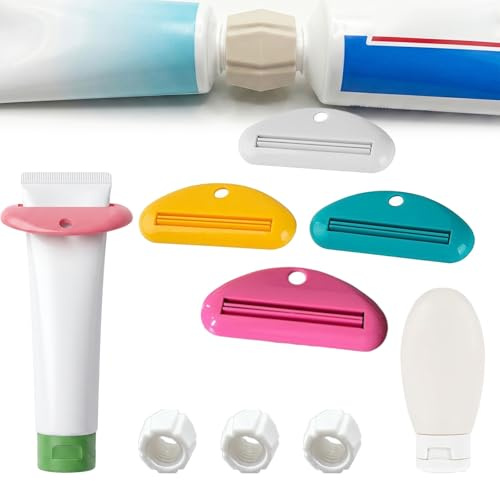 Toothpaste Squeezer Kit with Toothpaste Refill Adapter and Refillable Toothpaste Tubes for Travel, Elderly, Arthritic Hands