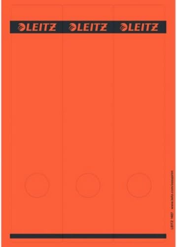 Leitz PC-beschriftbare Rückenschilder selbstklebend für Standard- und Hartpappe-Ordner, 75 Stück, Langes und breites Format, 62 x 285 mm, Papier, rot, 16870025