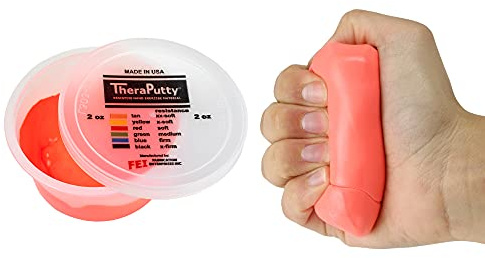 CanDo Antimikrobielle TheraPutty Handtrainingsknete – Weicher Widerstand (Rot, 57 g) | Hygienischer Griffkrafttrainer für Rehabilitation, Physiotherapie & Ergotherapie