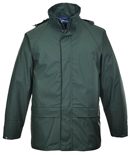 Portwest S450 Sealtex Classic Jacket Long Sleeve Waterproof Concealed Stud | Olive Green, Large, EN 343 Class 4:1, UPF 50+, Generous Fit, Double Storm Flap, Pack Away Hood, Secure Storage, 2 Pockets