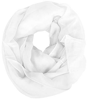 Solid Color Soft Infinity Loop Scarf with Glitter (White/Silver Glitter)