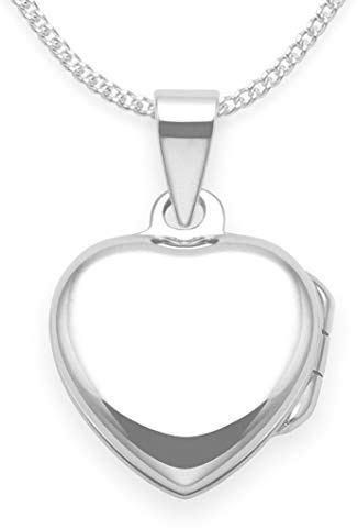 Heather Needham Silver 925 Sterling Silver Children's Heart Locket Necklace on 15 inch silver chain - SIZE: 13mm plus top. Gift boxed 8013/15/HNbox
