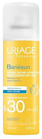 Uriage Bariesun Brume Sèche SPF30 - Haute Protection UVA/UVB et Lumière Bleue - Spray Facile à Appliquer sur tout le Corps - Ultra Résistante à l’Eau - Fini Transparent - Effet Léger et Frais - 200ml