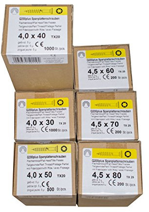 Spanplattenschrauben Sortiment REISSER 20979 Set Q200 plus Torx 3100 Stück Holzschrauben