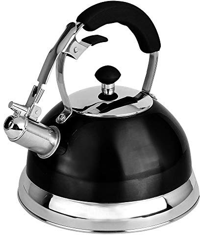 UNIWARE 3077-BK_643308025308 Bouilloire sifflante robuste en acier inoxydable Bleu métallisé 2,7 L 18/8 cm