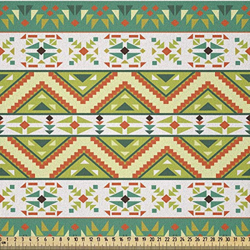 ABAKUHAUS Bunt Stoff als Meterware, Kunst, Microfaser Stoff für Dekoratives Basteln, 1M (230x100cm),Grüne Pistazie Orange