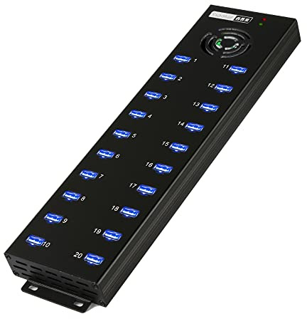 Sipolar A-805P 20-Port Powered USB 2.0 Rackmount Hub, 120W | 20 USB 2.0 ports with 120W power and rackmount design for modems, scanners, SBCs and other low-bandwidth USB devices.