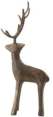 Creative Co-Op Cast Iron Standing Deer Figures and Figurines, Black