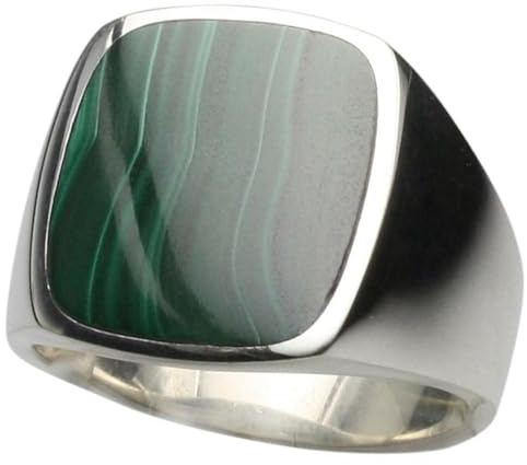 Bildschöner Siegelring aus 925er Silber mit Malachit