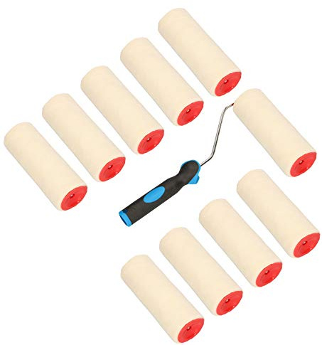 KOTARBAU® 10er Set Velours-Farbroller 50x150 mm mit Gummigriff Farbwalze Pinsel Walzenbürste Rollerwalze Rollerpinsel für Anstricharbeiten und Renovierung