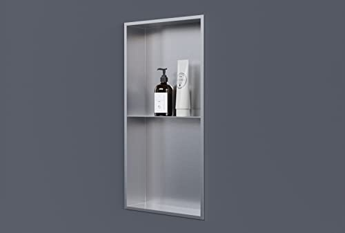 Bernstein Wandnische aus Edelstahl NT306010X mit Ablagefach - 30 x 60 x 10 cm Einbauregal, Flexibler Einbau- Ideale Duschablage - Farbe:Edelstahl gebürstet…