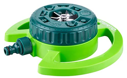 VERTO Flächenregner - 9 Verschiedene Sprühbilder, Garten Bewässerung von 35 m² bis 95 m² - Multi Rasensprenger - Sprinkleranlage Garten - Grün Sektorenregner