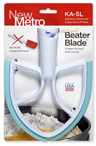 New Metro Design KA-5LAQ Plastic Beater Blade, works w/most KitchenAid 5 Qt Bowl-Lift Mixers, Aqua