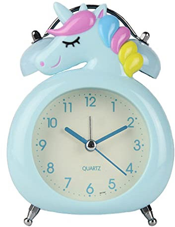 Chesoon Despertador con Campanas Gemelas para Estudiantes Silencioso Segunda Mano Sin tictac Funciona con Pilas Fácil de Leer Entrenador de Sueño para Niños Decoración de Cabecera SJ72Blue