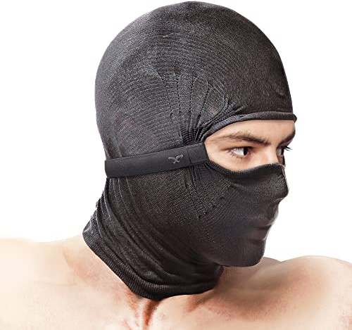 Naroo N3F – leichte atmungsaktive Sturmhaube mit ungestörter Sicht und Wärmeverteilung für Sommer, Motorrad und Reiten, Schwarz, Schwarz, Einheitsgr��e