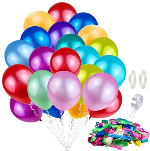 Ballons Multicolores 200 Pièces - Baudruche Gonflable pour Anniversaires, Fêtes, Festivals et Célébrations