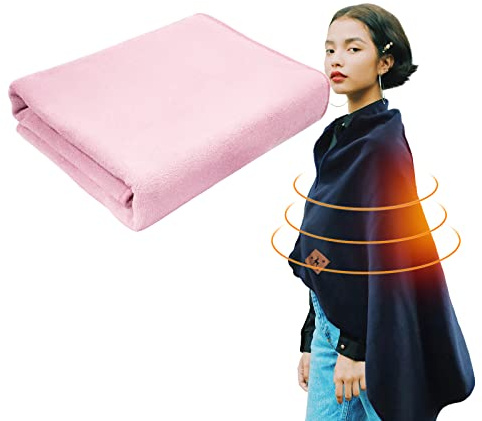 USB Electric Throw Heated Blanket, Wearable Heated Wrap for Body 5V USB Heating Pad for Shoulders Abdomen Leg Portable Blanket with 3 Temp Settings & Timer, 59in x 31.5in