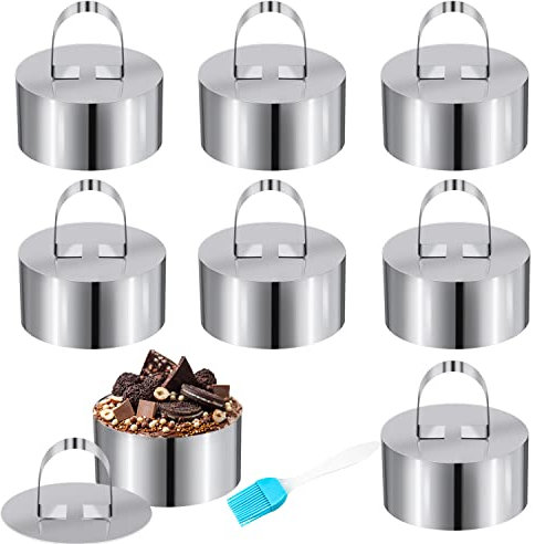 QIQN Molde de Pastel Acero Inoxidable Redondos 8 cm Anillos de Pastel para Hacer Ensaladas Tartas Mousse Postres Juego de 8