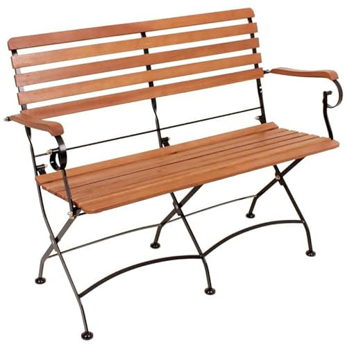 VARILANDO Gartenmöbel-Serie, Caféhaus-Stil, Eukalyptus, 100% nachhaltiger Anbau, Gestell Stahl pulverbeschichtet, schwarz, klappbar, (Klappbank (Speditionsversand))