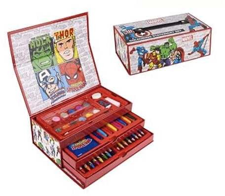 Marvel Malkoffer - Enthält Marker Stifte, Wasserfarben und Buntstifte - Malkasten mit Malheft - Original Produkt in Spanien Designed