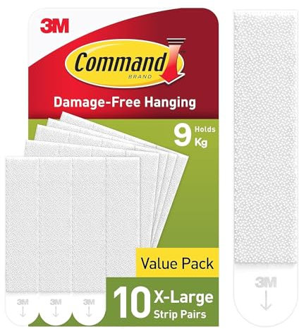 Command Klebestreifen, Vorteilspack 10x2 X-Large (20 Strips), Weiß, Für Schweres Gewicht - Bilder Aufhängen ohne Bohren, Streifen halten bis zu 9 kg, Rückstandsfreies Ablösen