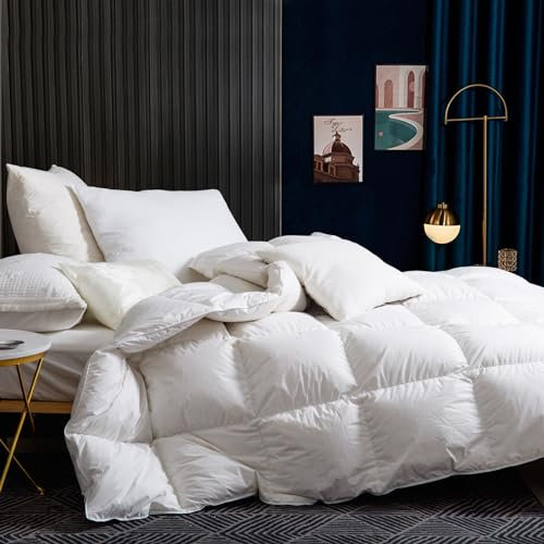 BedFabtasy King Duvet 9 Tog｜Luxury Goose Feathers Down Duvet｜100% Organic Cotton Cover & Down Proof Fabric｜Hotel Quality King Quilt with 8 Corner Tabs｜All Season & Machine Washable