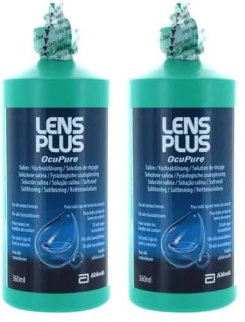 AMO Lens Plus OcuPure Saline – Sterile Kochsalzlösung zum Abspülen und Benetzen Aller Kontaktlinsen – Ohne Konservierungsstoffe – 1 x 360 ml (Packung mit 2)