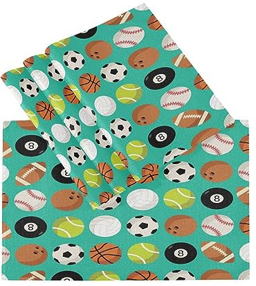 Tischsets Abwaschbar 4er Set American Football Fußball, Abwaschbar Platzsets Hitzebeständig Tischmatten für küche Speisetisch Hotel, Platz-Matten 45,7 x 30,5 cm
