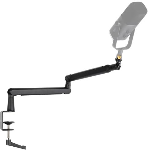 FIFINE Mikrofon Arm, flach einstellbarer Stangen Mikrofon Ständer mit Mikrofonclip, Schraubenadapter, Kabelmanagement, für Podcast, Streaming, Gaming, Studio
