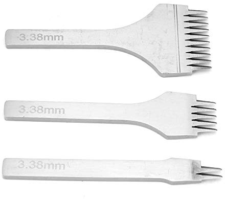 3 Stücke Handarbeit Leder Pro Stechen Eisen Französisch Stil Leder Werkzeuge Stich 2,7/3,0/3,38/3,85 Mm Leder Meißel Locher Werkzeug(3.38mm)