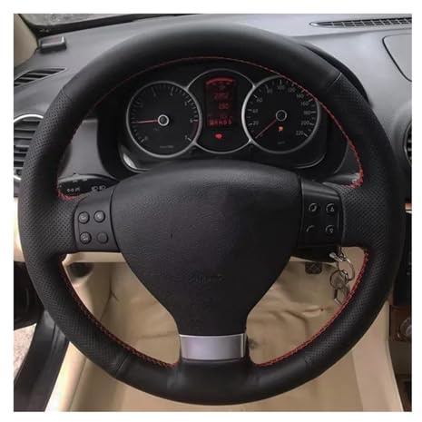 HYQHYX Lenkradbezug Auto Lenkrad Abdeckung Geflecht Leder Für VW Für Golf 5 Mk5 Für Passat B6 Für Tiguan 2007-2011 Auto Zubehör Lenkradabdeckung (Farbe : Red Thread)