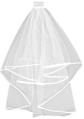 Chstarina Brautschleier, Schleier Kurz, Hochzeitsschleier mit Haarreifen, Schleier Weiss, Braut Tüll, Hochzeit Kurzer, Schleier Braut für Hochzeit, Zubehör, Parteien, Damen, Mädchen
