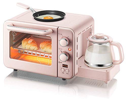máquina de desayuno multifuncional Máquina de desayuno multifunción 3 en 1, mini horno eléctrico de 8 L, cafetera, huevos, olla para freír, utensilios de cocina, pan, pizza, horno, parrilla