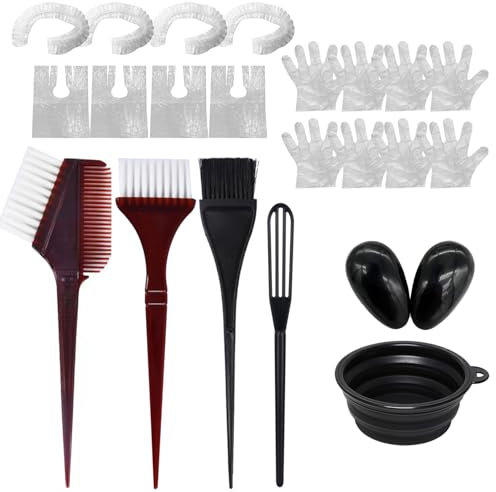 Vikrami lighting 22 Piece Tools for Hair Colouring Kit, Hair Dye Brush Kit, Hair Dye Bowl and Brush Kit, Tint Brush Earmuffs, Mixing Spoon, Gloves and Disposable Shawl,Shower Cap