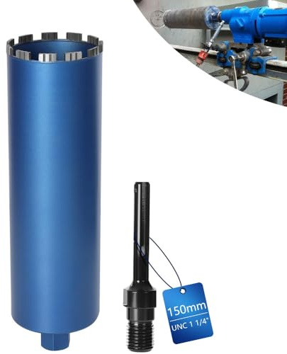1 ¼'' Diamantbohrkrone Ø150mm mit SDS-MAX, Kernbohrer f. Beton Granit | L 460mm, mit 10mm Turbo, Dosensenker Nass-/Trocken Bohrkrone für Kernbohrgeräte Lasergeschweißte zum Marmor Stein Mauerwerk