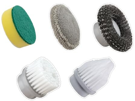 Ruby HorsePower 5 Piece Brush Set - Includes Flat, Stainless Steel & Smart Flex Cone Brushes, Scrub Sponge & Microfibre Cloth - Great Cleaning Replacements