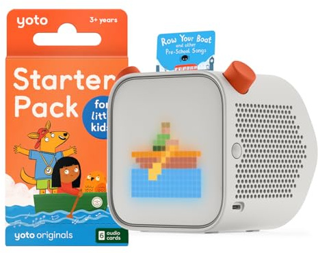 YOTO Player (3rd Gen.) + Starter Pack for Little Kids Bundle – Kids Bluetooth Audio Speaker, All-in-1 Screen-Free Device for Stories Music Podcasts Radio White Noise Thermometer Nightlight