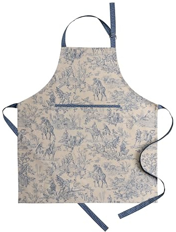 Maison d' Hermine Apron for women with Pocket 100% Cotton 27.50x31.50 1 Piece Adjustable Neck Strap & long ties Apron Men, Chef, Wedding, Cooking, Gardening, Server Spring/Summer (The Miller - Blue)