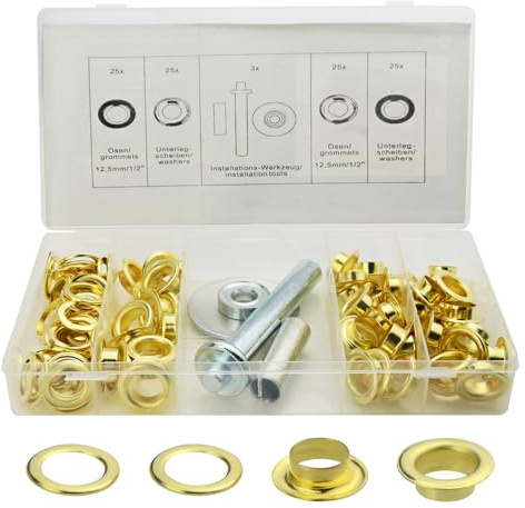 WMYCONGCONG 103 PCS 12.5 mm 1/2 Inch Grommet Kit Grommet Eyelets Gold Metal Eyelet with Installation Setting Tools for Leather Fabric Tarp Shoes Clothing