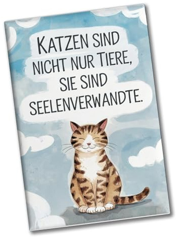 Katzen sind Seelenverwandte Souvenir Souvenir Magnet Katzen Aquarell Illustration Katzenliebe auf hellblauem Himmel Weiße Katzen als Seelenverwandte