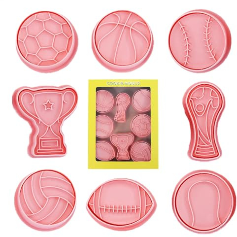 Juego De Cortadores De Galletas - Juego De Cortadores De Galletas Profesionales, Molde Para Galletas De Fútbol De 8 Piezas | Molde Para Galletas Deportivas De Dibujos Animados 3D, Divertidos Cortadore
