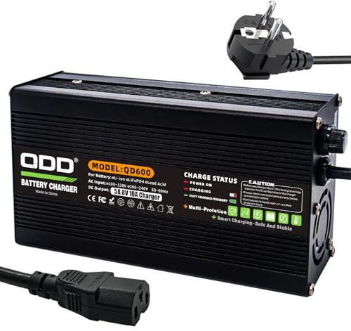QDD Chargeur 58,8 V 10 A DC 58,8 V Chargeur de Batterie Li-ION Utilisé pour Le Chargeur de Batterie au Lithium 14 S 52 V 51,8 V Sortie de Chargeur Intelligent Connecteur C13 PING