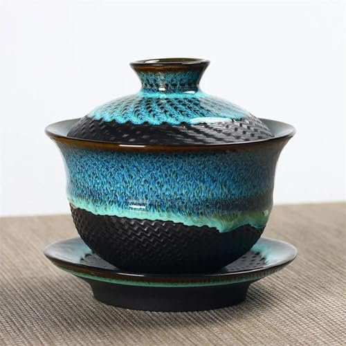 Teekannen und Kaffeegeschirr Reise-Teeset Kung Fu Tee-Set Abdeckung Schüssel Ei Teekanne Für Tee In Tasse Tianmu Glasur Einzigen Topf Samowar Teekannen Einheitlichen Brennofen Haushalt Keramik Teeserv