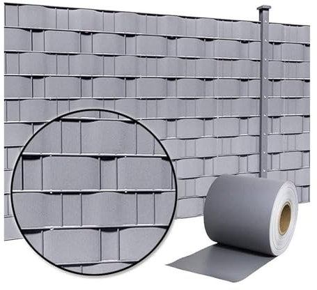 Tira de PVC para terraza al aire libre, balcón, patio, protección contra el viento y los rayos UV, paneles resistentes a la intemperie, protección de jardín, valla decorativa para privacidad (Grigio,