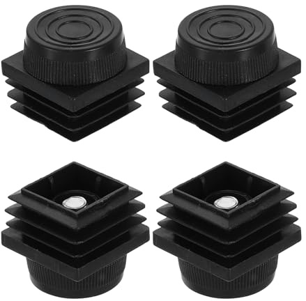 sourcing map 4 Set Leveling Feet, M8x30x30mm Plastic Adjustable Furniture Leg Leveling Square Threaded Insert Screw-in Glide Levelers for Table Chair Furniture, Black